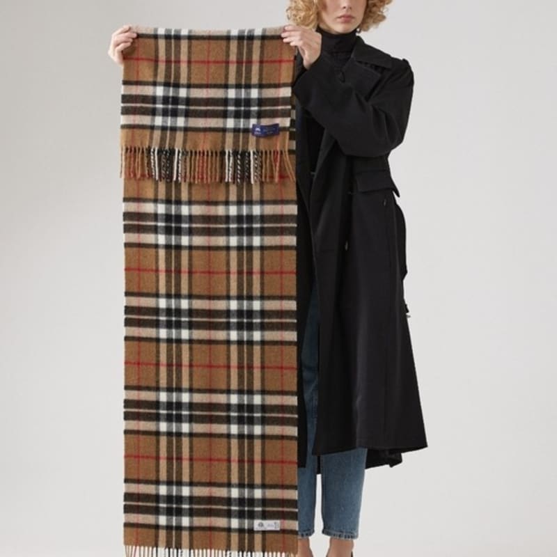 ABRAHAM MOON Merino Wool Shawl Muffler 50cm - Camel Thompson