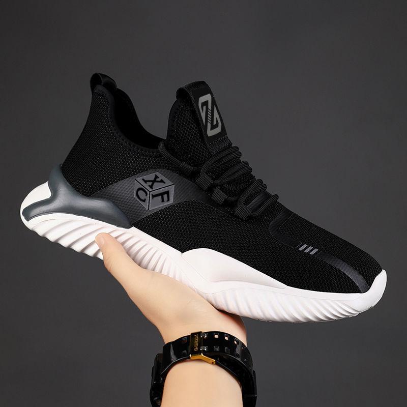 Men's Flyknit Sports Shoes Casual Mesh Breathable Single Shoes  Lace Up Sneaker Running Shoes 39-44