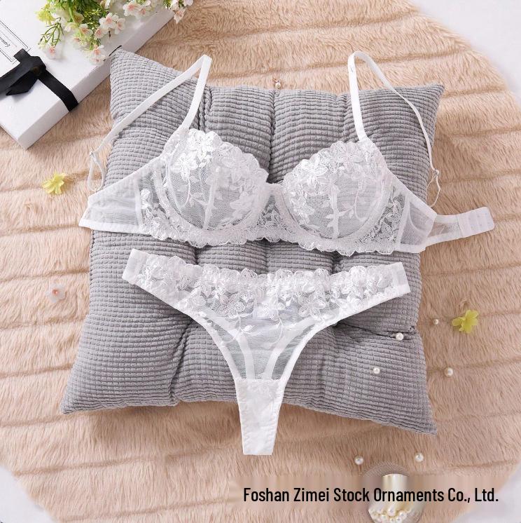 Изысканный вышитый сексуальный комплект нижнего белья - Индивидуальный эротический дизайн для женщин Large