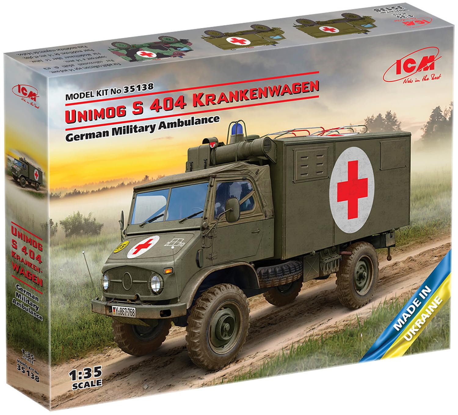 

ICM Німецький Unimog S404 Швидка допомога Пластикова модель 35138 1/35