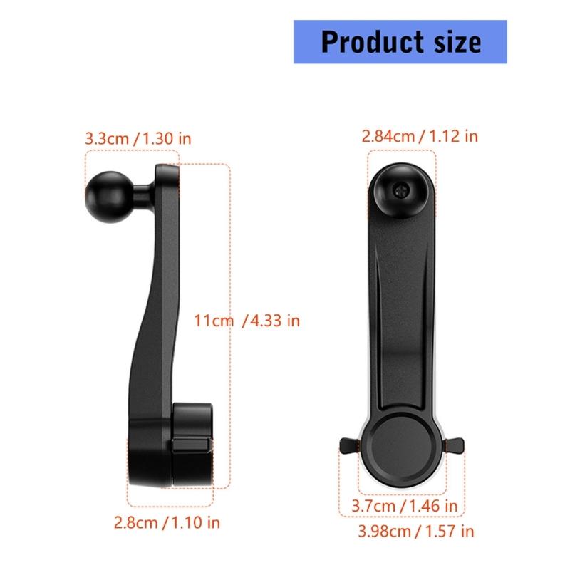 Adjustable Car Outlet Phone Mount With 17mm Ball Joint & Extendable Hook Air Vent Clip for Power Transfer Stands