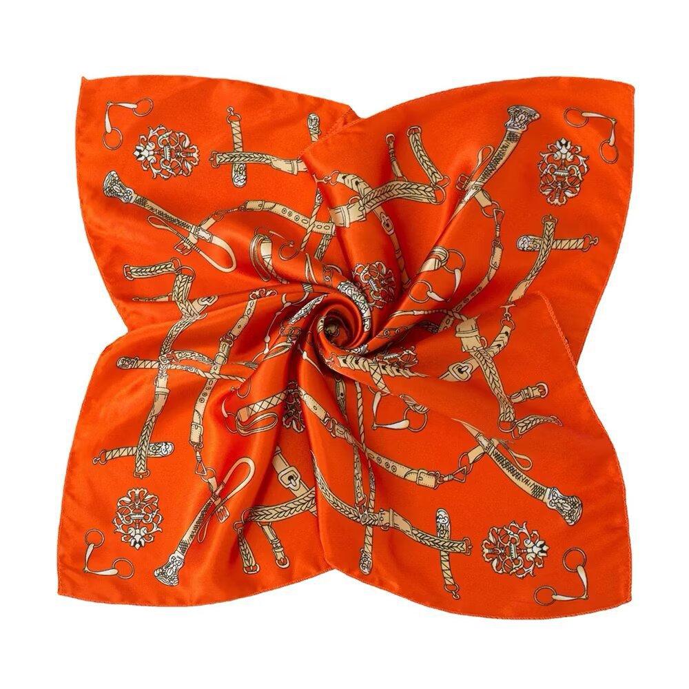 Silk scarf women's thin small square scarf simulation silk yarn versatile summer multi-functional sunscreen scarf neck protection scarf