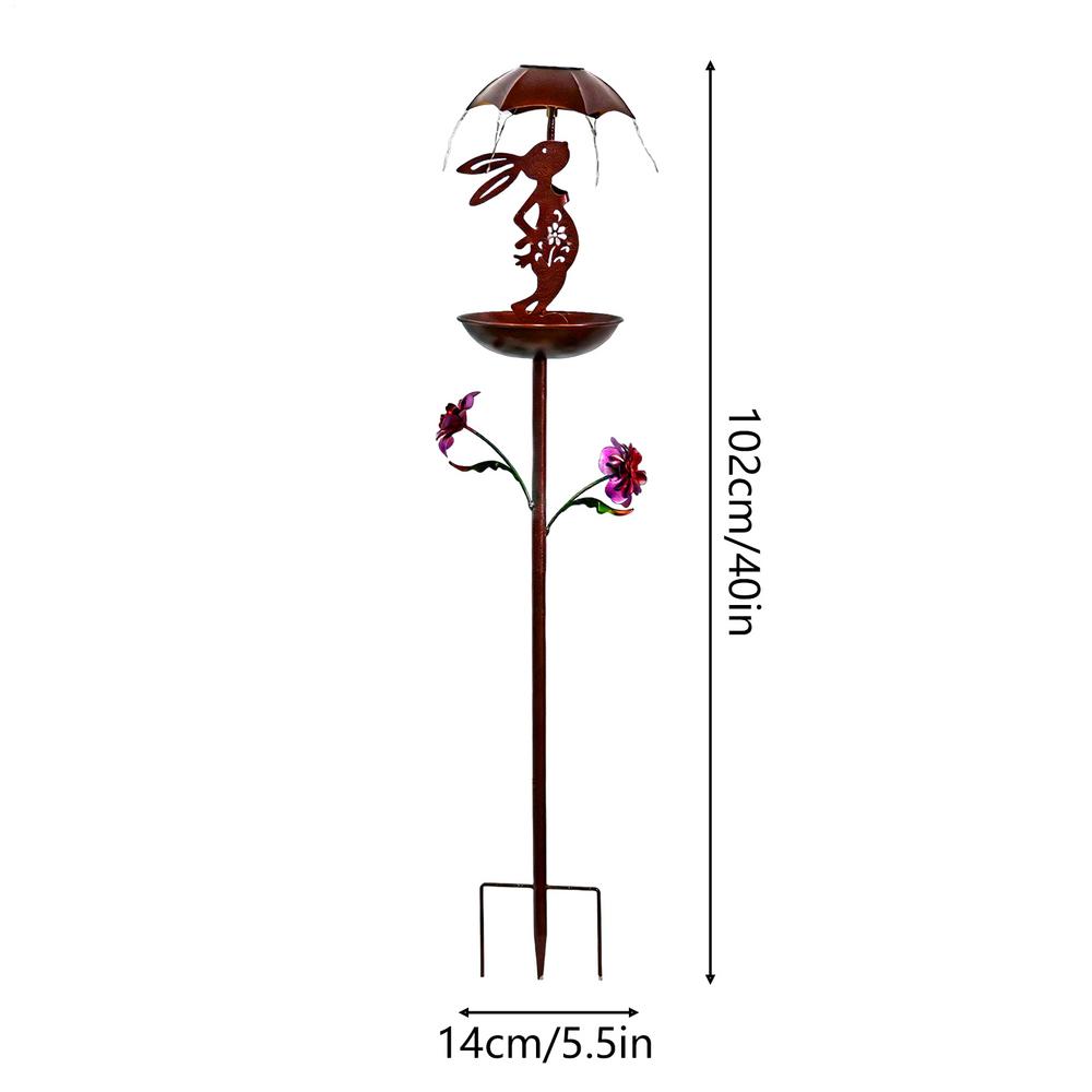

Umbrella Supported Rabbit Bird Feeder Solar-powered Rabbit Shape Birdfeeder Stakes Light Bird Feeder Bunny Yard Decoration