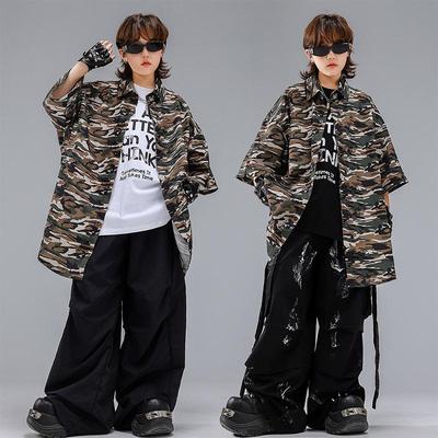 Trendy Camouflage Hip-Hop Dance Set: Cool Performance Costume for Boys & Girls