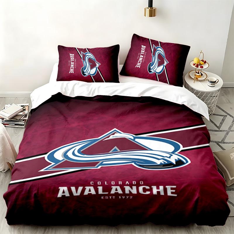 Colorado Avalanche 3-teiliges Set Perfekt für das Schlafzimmer Gemütliches Bettwäsche-Set enthält einen Bettbezug und zwei Kissenbezüge Ideales Geburtstags- oder Weihnachtsgeschenk