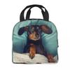 Dachshund Thermal Insulated Lunch Bag Women Badger Sausage the Wiener Dog Lunch Tote for Outdoor Camping Travel Storage Food Box