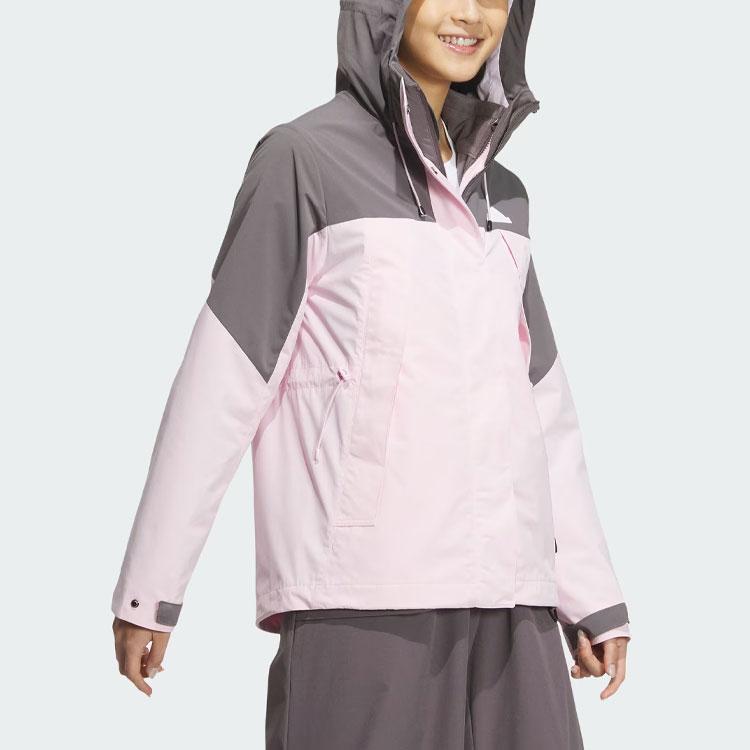 Adidas City Escape 3-In-1 Casual Hooded Fleece Jacket Women Outerwear Clear-Pink JE8588
