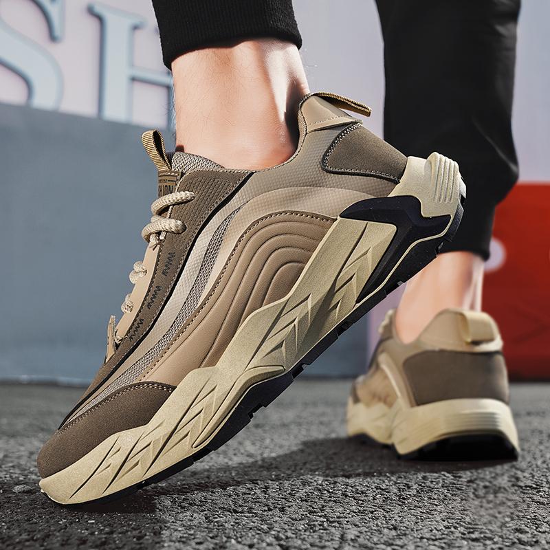 Autumn Men's Running Thick Soled Tall Running Shoes Anti Slip  Wear Resistant  Simple and Lightweight Outdoor Hiking Shoes