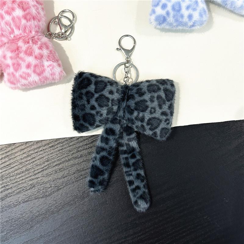 Keychain Plush Butterfly Bow With Leopard Print For Gift Giving And Party Decor