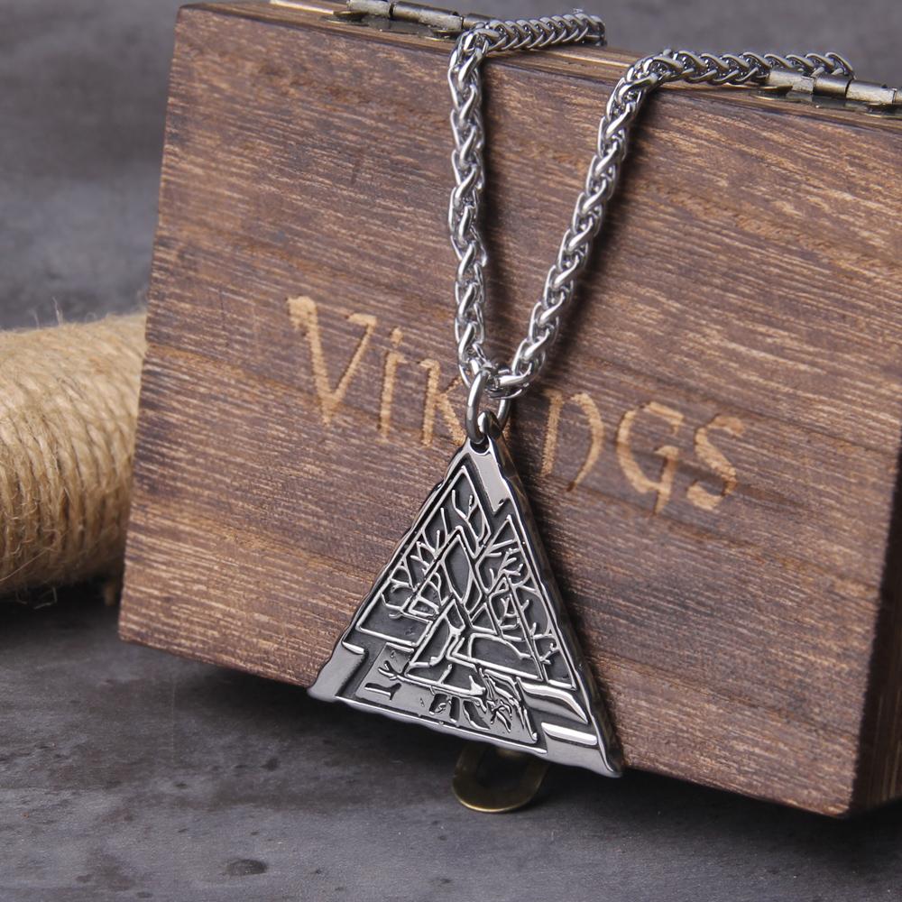 Never Fade New Personality Celtic Tree of Life Round Pendant Necklace Men's Viking Rune Amulet Necklace Pendant Party Jewelry
