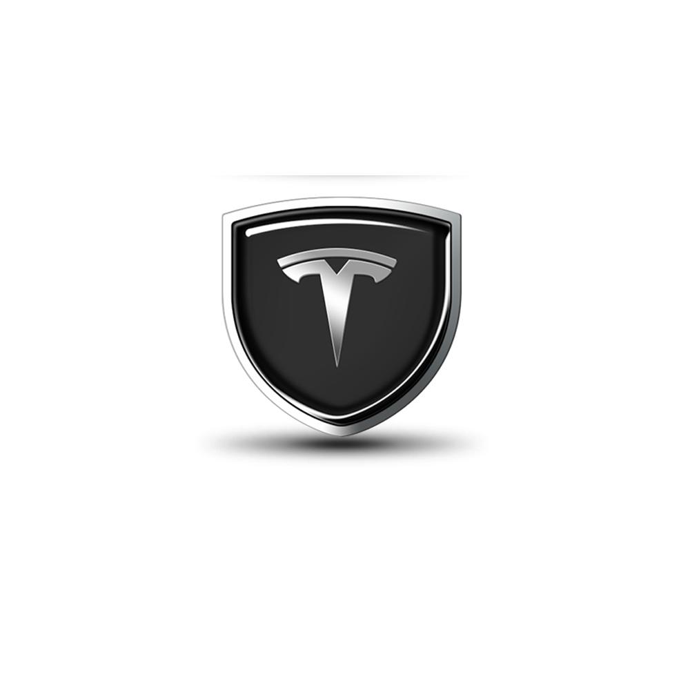 3D Metal Car Body Fender Emblem Shield Stickers Decor Valve Cap For Tesla Model 3 P100D Model S Y X P85D P75D Roadster Invader
