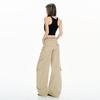 Khaki American street loose wide-leg pants for women, summer lazy style work pants, high-waisted casual curved knife sports pants