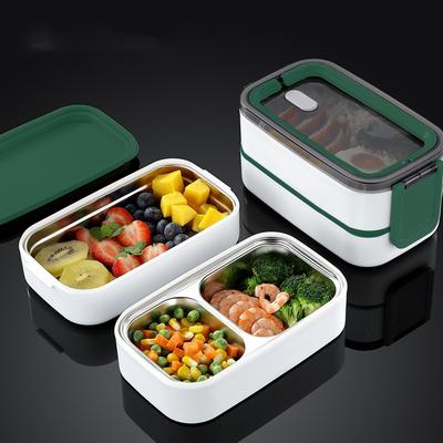 Stainless Steel Lunch Box 2 Layers Insulated Bento Box with Thermal Bag Microwavable Portable Food Container for Office School