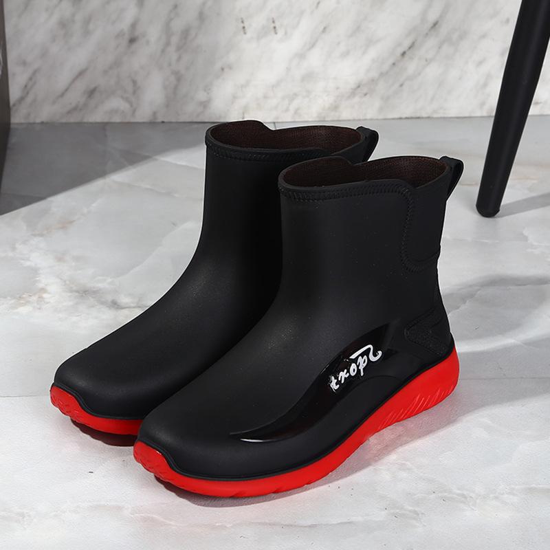 New Thick-soled Velvet Warm Fishing Special Rain Boots Rubber Shoes Waterproof and Non-slip Water Shoes Men's Rain Shoes Short Tube Thickened