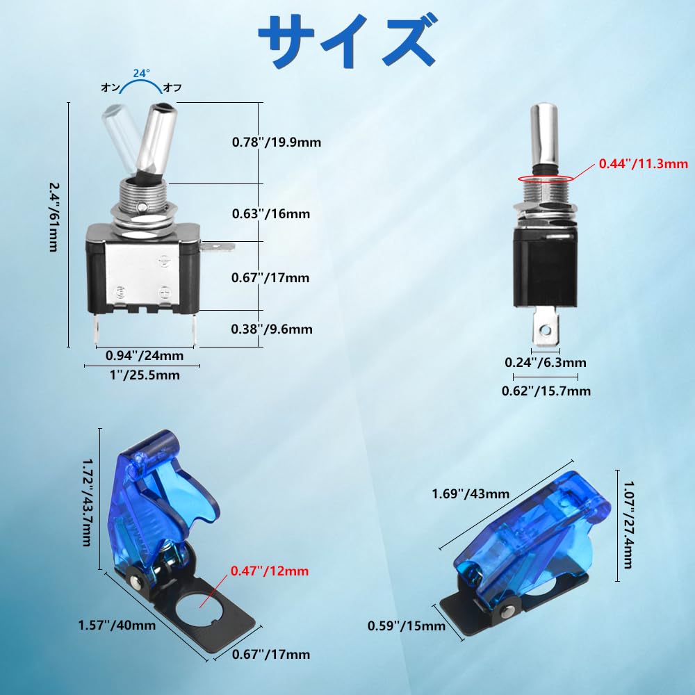 WMYCONGCONG 6 Stück 12V 20A LED Kippschalter, Blau/Rot/Grün/Weiß/Gelb/Lila, Ein/Aus SPST 3-poliger Auto-Wippschalter für Auto, LKW oder Boot