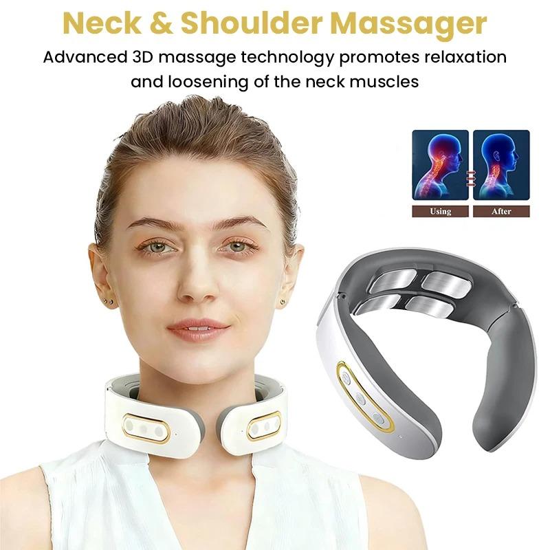 HOMZY Electric Cervical Spine Massager 6 Models 9 Gears Neck Shoulder Massage Vertebra Relax Automatic Heating Physiotherapy Pain Relief Rechargeable