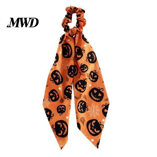 Colorful Hair Tie Halloween Satin Scrunchies for Women, Funny Pumpkin Printed Elastic Ties, Cute Accessories Soft Ponytail Holders, Decorative