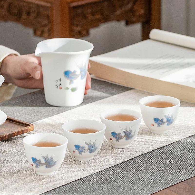 Ceramic Whiteware Tea Cup Set Kung Fu Ceramic Teacup Individual Cup Master Cup Teacup Small Ceramic Teacups