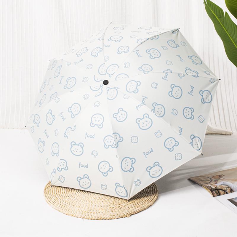 Cartoon Print Dual-Use Folding Sunshade Umbrella - UV Protection and Rainy Day Use