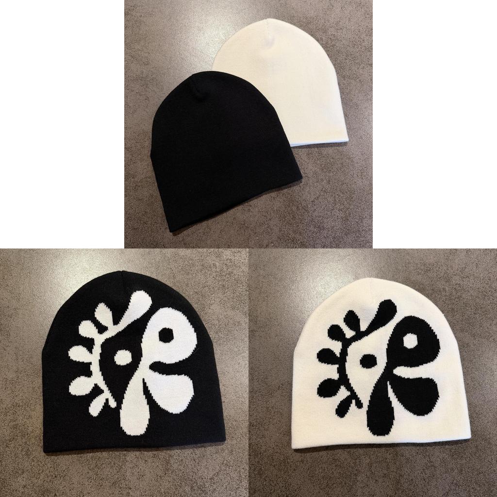 Knitted Hat Unisex Warm Beanie With Colorblock Pattern For Street Style Fashion