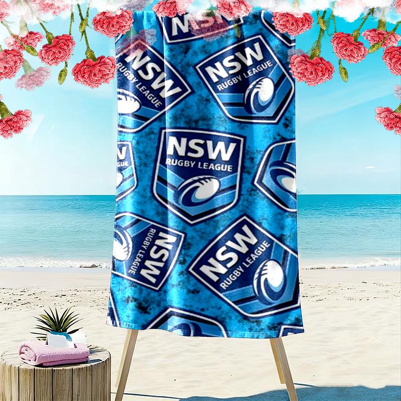 New Blues Print Beach Towel, Large Soft Quick Dry Towel for Beach Camping Swimming
