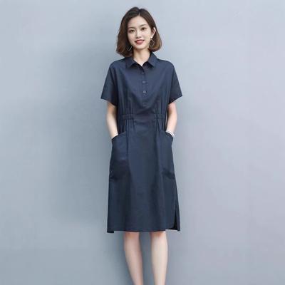 Einfarbig Lose Beiläufige Taille Abnehmen Plus Größe frauen Kleid Mama