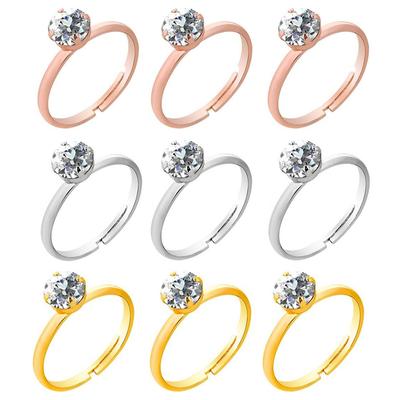 Brudering, Bryllupsrhinestone-ring for Menn og Kvinner, Fasjonabel Åpen Gull Fireklør Diamantring Finger
