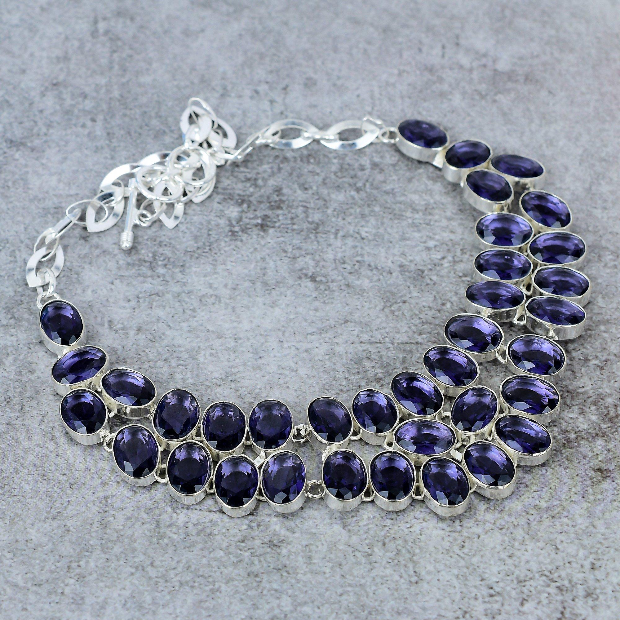 

Amethyst Gemstone Handmade 925 Sterling Silver Jewelry Necklace 18 M-315