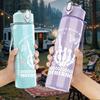 1PC Minimal Plant White Line Sketch Print 750ml Color Plastic Sports Water Bottle Leakproof Flip Straw Lid Suitable for Sports Office Home Use