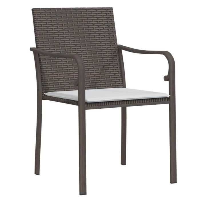VidaXL Chaises de jardin et coussins lot de 4 marron 56x59x84 cm rotin 3187073