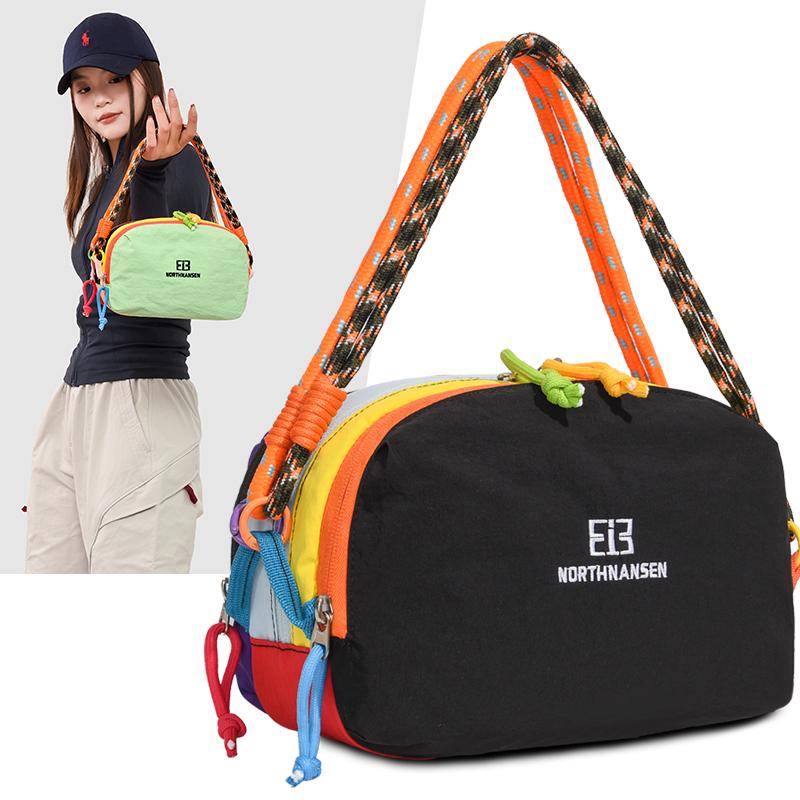 Spliced Contrast Shoulder Bag Multi-compartment Large Capacity Waterproof Crossbody Bag