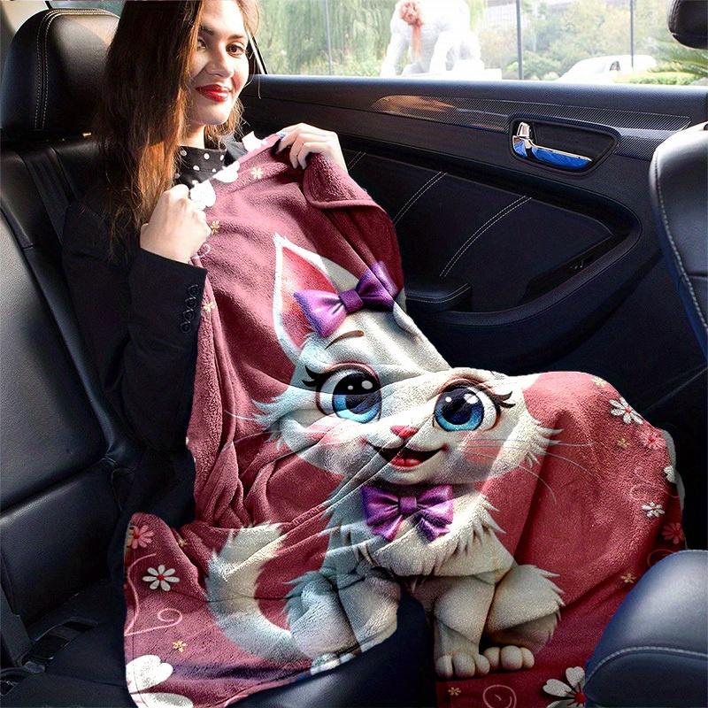 1pc Cute Cartoon Cat Throw Blanket - Seasonal Decorative Blanket for Home, for Decorating Your Own Sofa and Living Room, Super Soft Flannel,