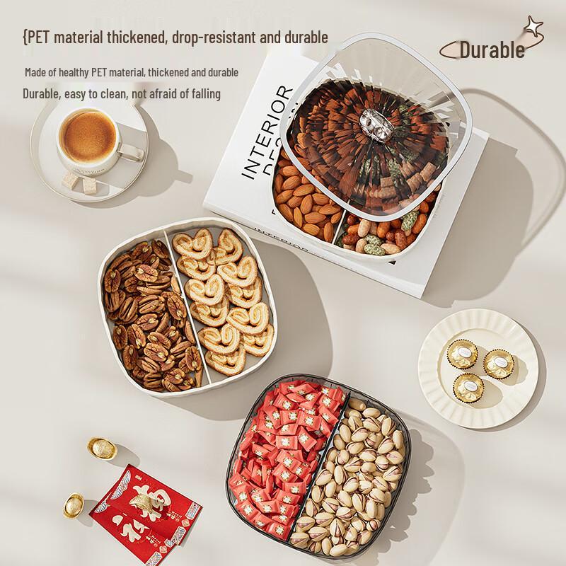 2-Layer Transparent Divided Serving Tray with Lid