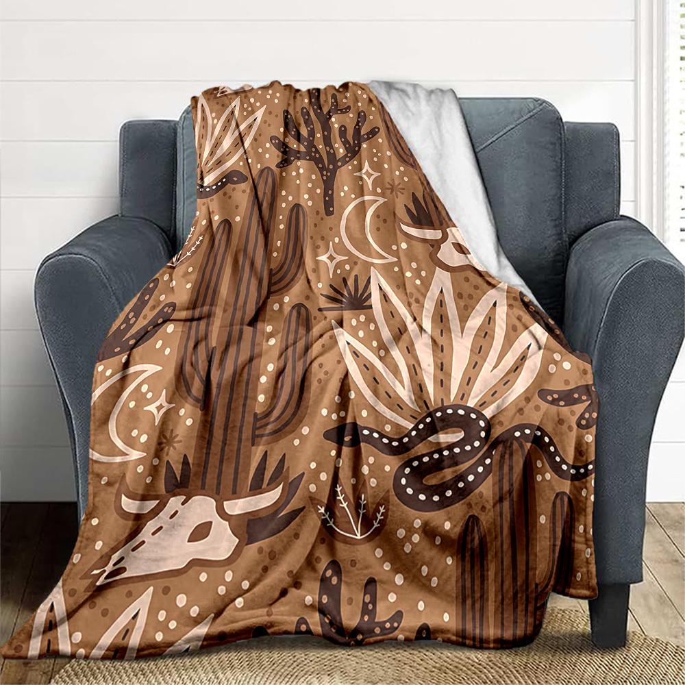 1pc Desert Wildlife Print Blanket   Lightweight Flannel Throw Blanket For Sofa, Bed, Living Room, Office, Outdoor Travel, Camping