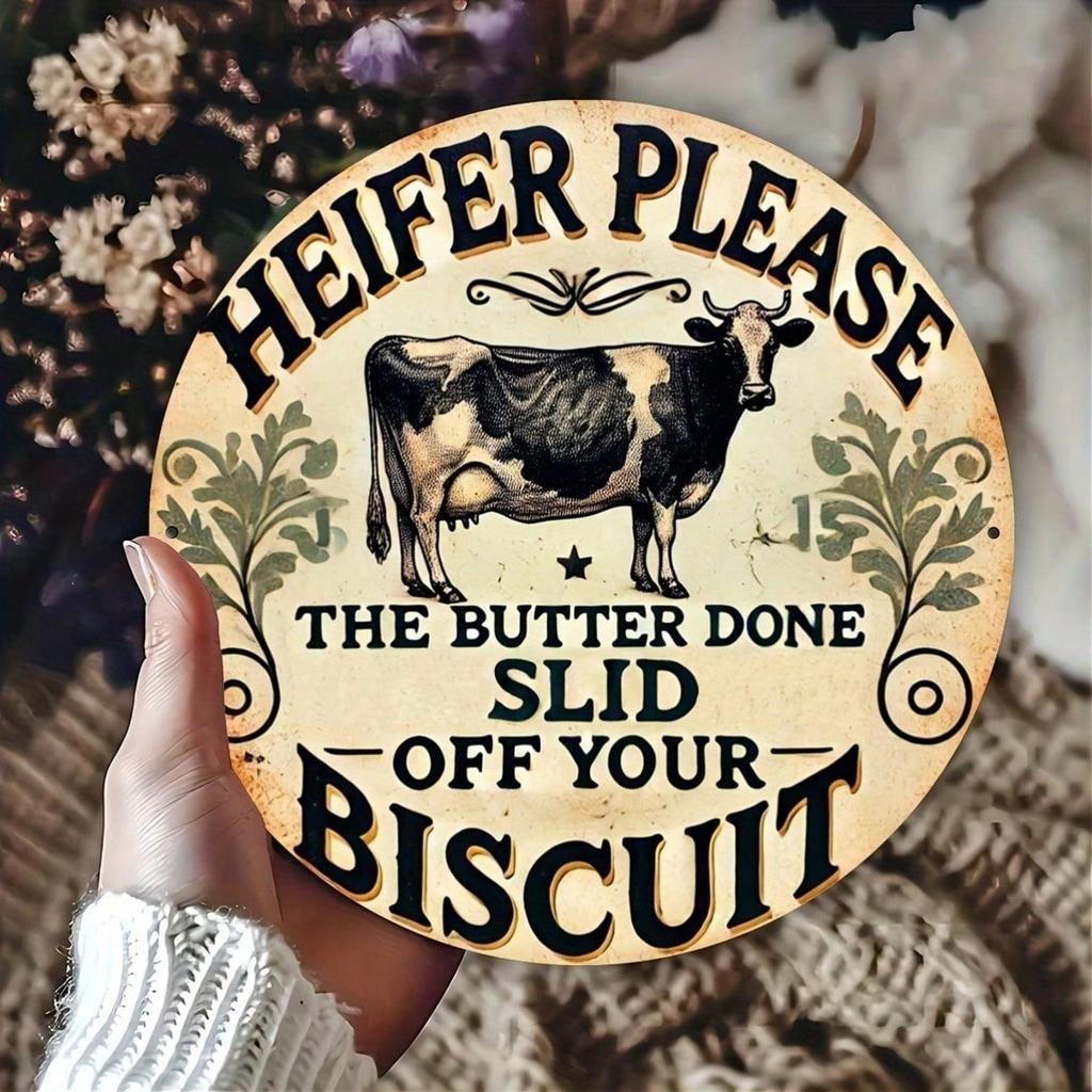 Retro Round Metal Sign for Shop Decor