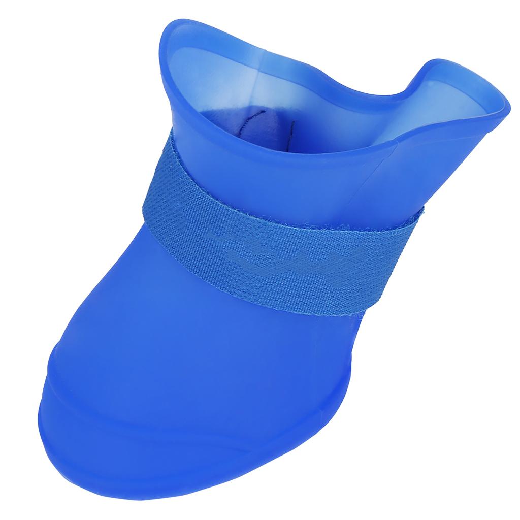 4pcs Silicone Pet Dog Cute Wat proof Boots Antislip  ive Rain Shoes(M Blue)
