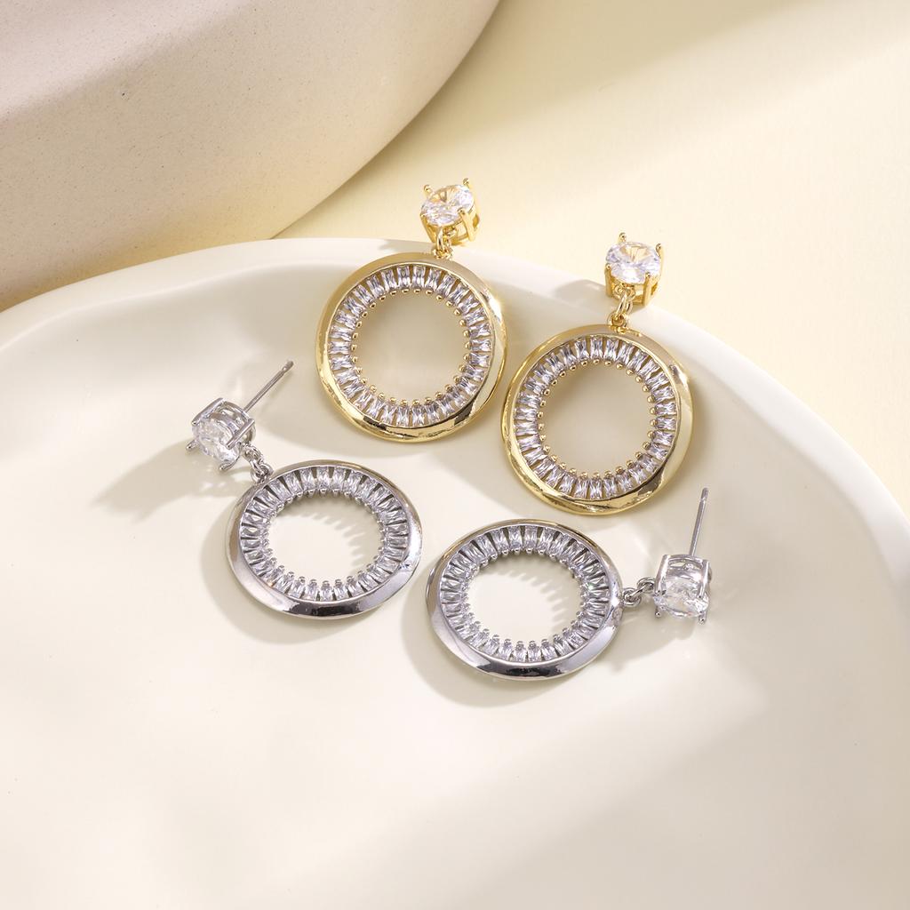 Nidin New Popular Simple Smooth Love Heart Shape Cubic Zirconia Drop Earrings For Women Female Vintage Sweet Ear Jewelry Gifts