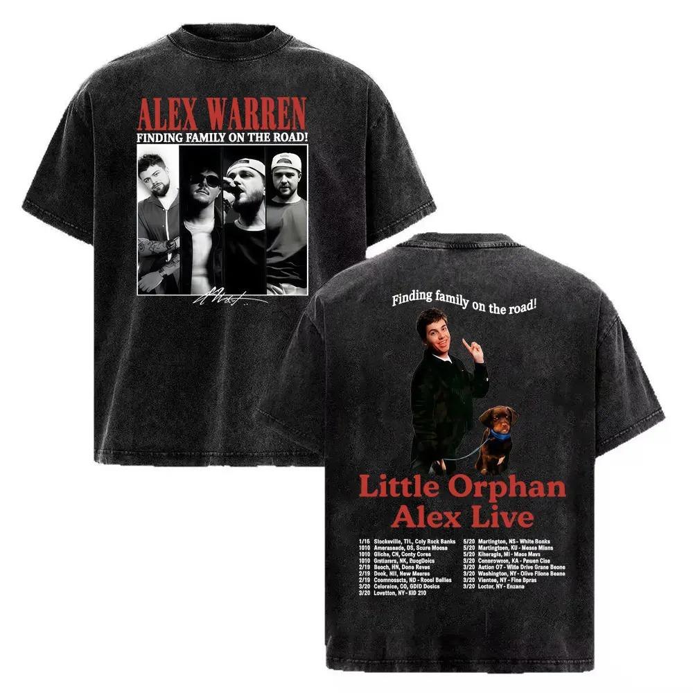 Alex Warren Finding Family On The Road Tour 2025 Vintage Washed Oversized T-Shirt Pop Music Concert Unisex Streetwear T-shirt