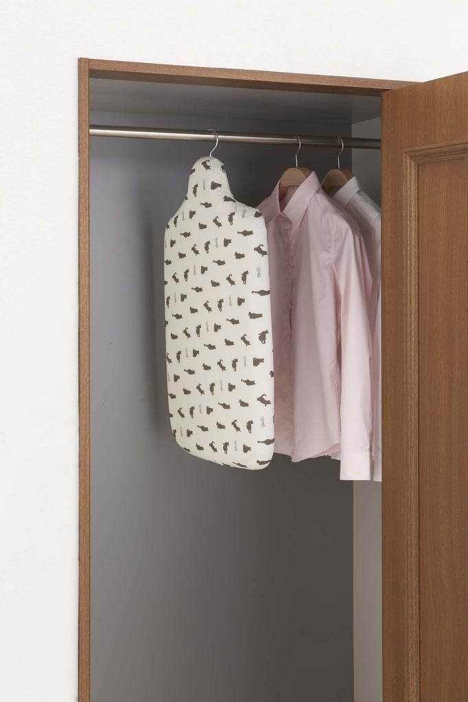 Yamazaki Lightweight Ironing Board with Neko 69 x 37 x 20 Hangs in Steel Mesh Product Number 2642 Human-Shaped Hooks, Press, White, Approx. cm,