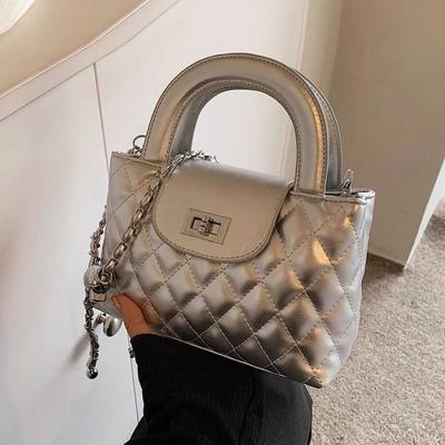 Diamant-Check bestickt Thread Nischen Silber Tasche Damen Mode Kette Umhängetasche Sommer kleine Handtasche