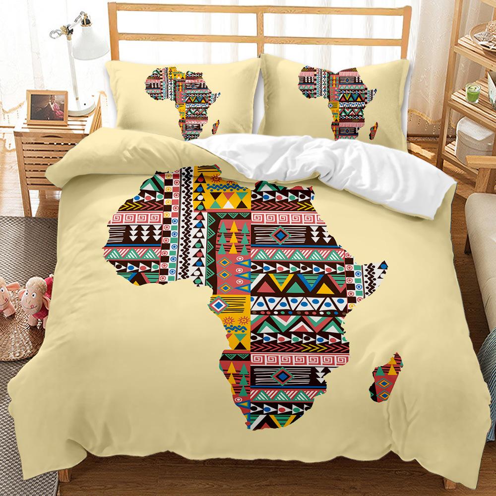 African Duvet Cover Microfiber Ethnic Afro Twin Bedding Set African American Comforter Cover Orange Ancient Desert Quilt Cover