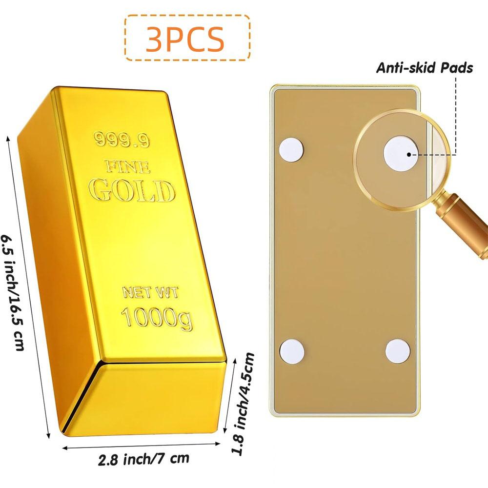Fake Gold Bar Replica Golden Bullion Glittering Brick Decorative Movie Prop For Stage Decoration Halloween Pirate Party Supplies