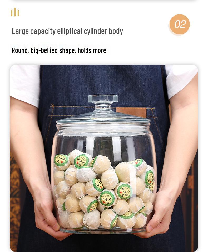 Large Glass Food-Grade Storage Jar for Dried Tangerine Peel and Tea Sealed for Freshness