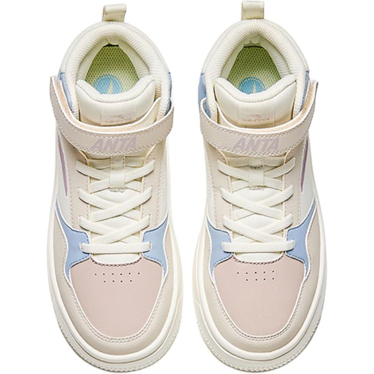 Anta Kids Lifestyle Series Synthetic Leather Fashion Versatile Non-Slip Wear-Resistant Mid-Top Kids Skate Shoes Kids Skate Shoes A22438004-3
