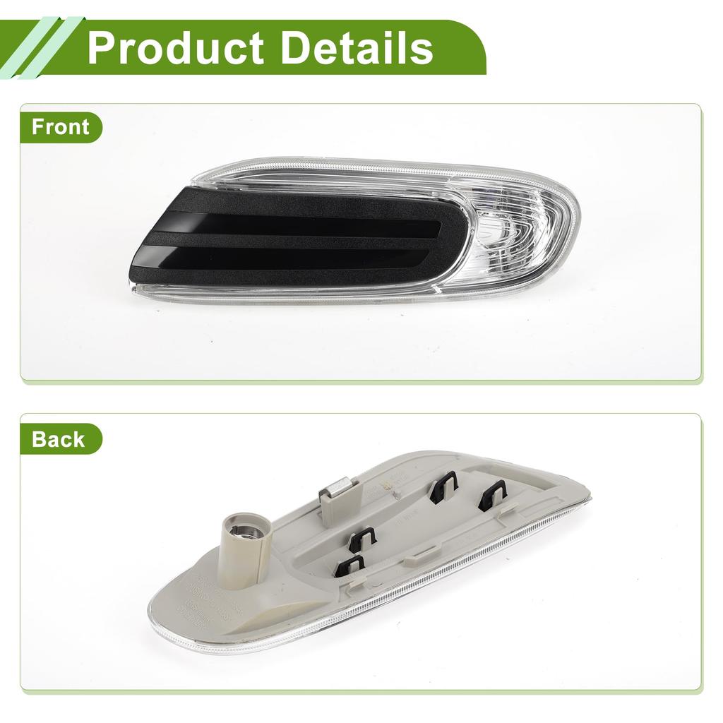 Compatible with HOPESPANNER Mini No.63137298347 Side Marker Light Cover Waterproof White Blinker Corner Parking