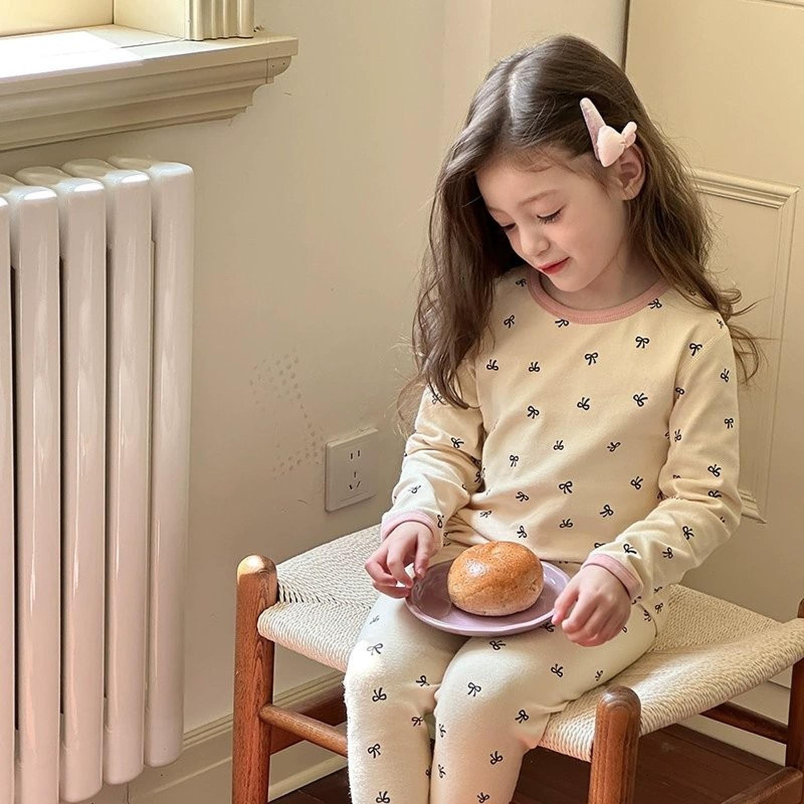 

Хлопковый пижамный комплект для детей унисекс - Домашняя одежда с мультяшным принтом 120 розовый