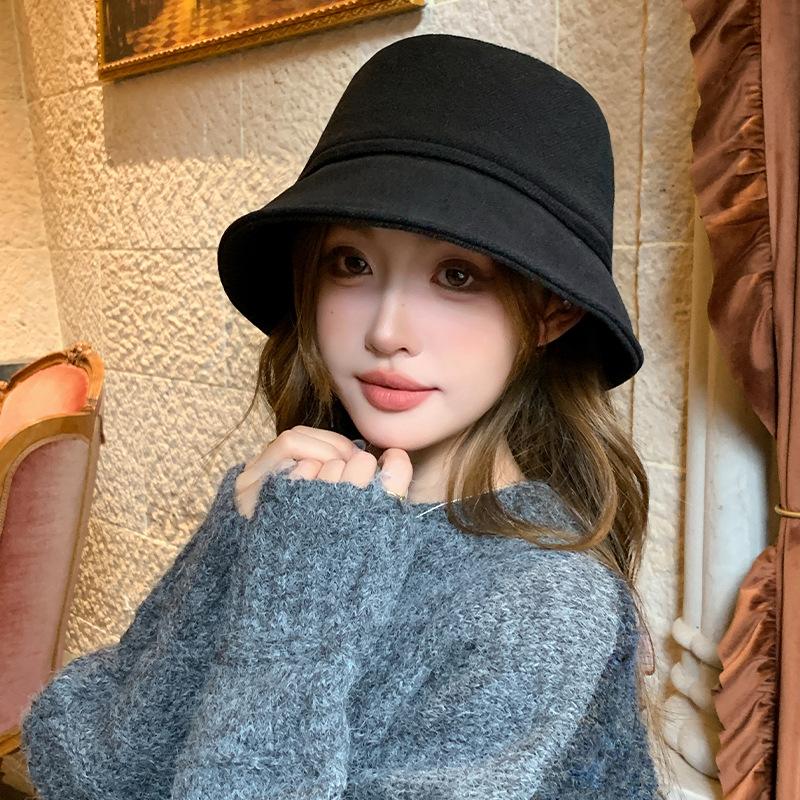 Korean Simple Bucket Hat Women Autumn Winter Fashion Fisherman Hat Simple