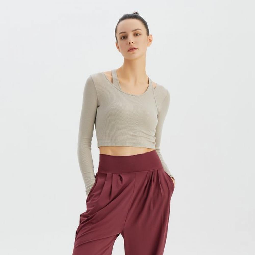 HuiT Ribbed Cross Inbra Long Sleeve T hTwTl3k15T