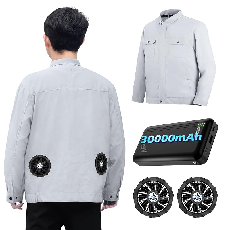 

[Sumeriy] air conditioning work clothes long sleeve With 30000mAh battery Work clothes with fan 3D circulating air blower 4-stage air volume