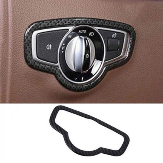 for Benz E-Class 2016- ABS Carbon Fiber Headlight Button Frame Cover